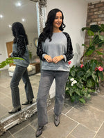 Grey Sequin Sleeve Sweatshirt Rylee